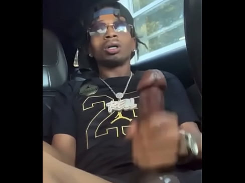 Black dick jerk off in car