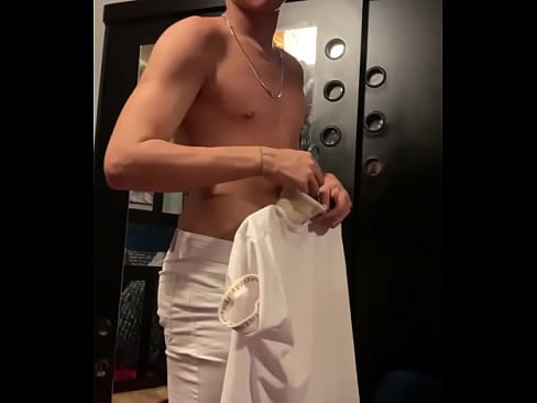 Hot jock got naked after wearing all white