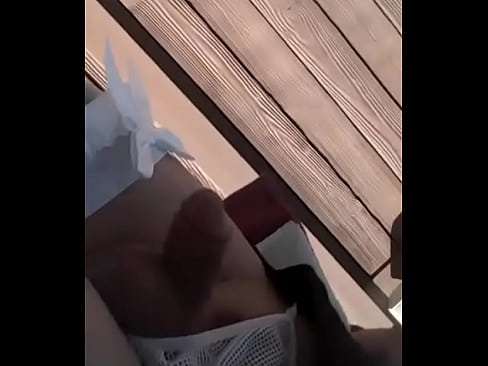 Sissy smoking outside with itty bitty penis out for all to enjoy