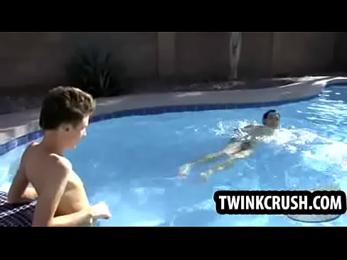 Horny twink sucks cock and gets fucked in the pool