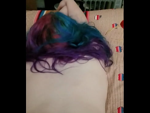 Petite colored hair Gothic teen girlfriend fucking, cumming and moaning heavy