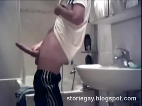 Boy big dick - handjob in the bathroom