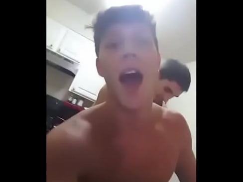 Twink with a big cock takes it up the ass in the kitchen