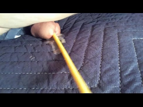 Yellow plastic in dick cumming