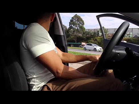 Exhibitionist Guy riding a car