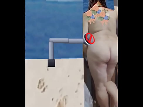 Completely naked teen show big ass in beach showy