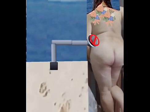 Completely naked teen show big ass in beach showy