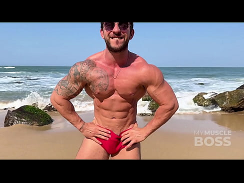 James Santos walking and jerking off on a nudist beach in southern Brazil