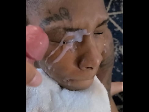 Black teen gets cum in her eye