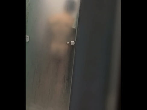 Man wanking on open showers