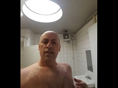 Naked in public restroom