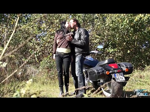 Raw biker drill innocent young babe in public