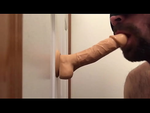 Sucking my fake cock