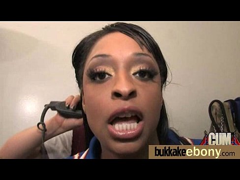 Ebony Cum Slut Hottie Bukkake Party 12