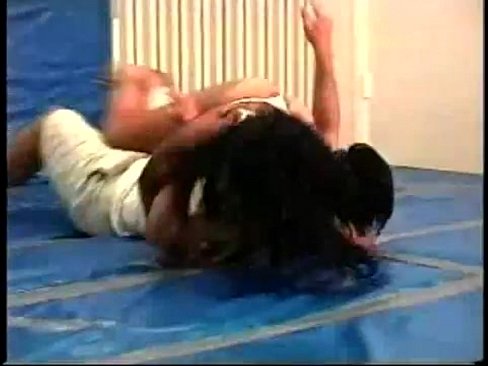 nice mixed wrestling with bodyscissors