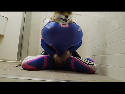 Fox with huge fake boobs Masturbation in public toilet (BustyFox)