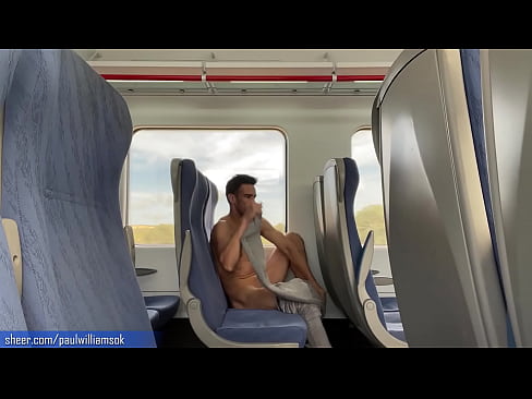 Hot guy travels naked by train