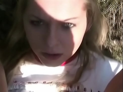 Young blonde teen outdoor POV