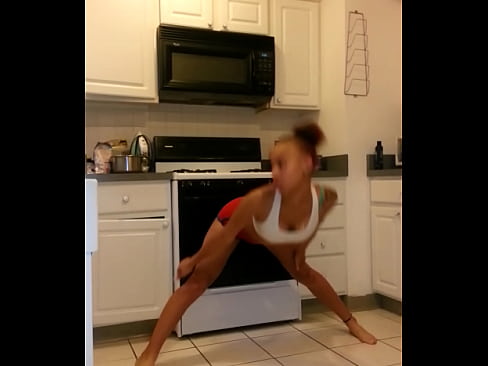 Barefoot Black Babe Twerking in the Kitchen