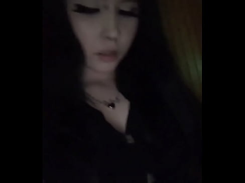 Goth Girl Plays With Purple Dildo in the Dark