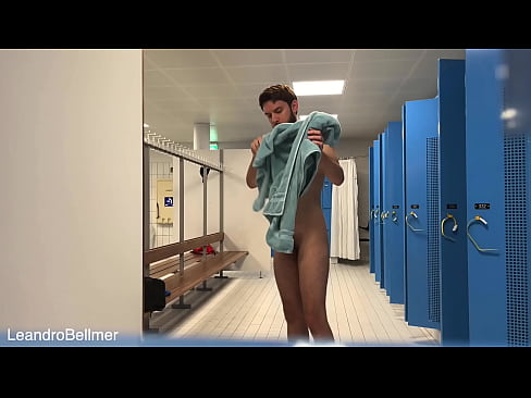 Gay man caught jerking off and cumming in the locker room