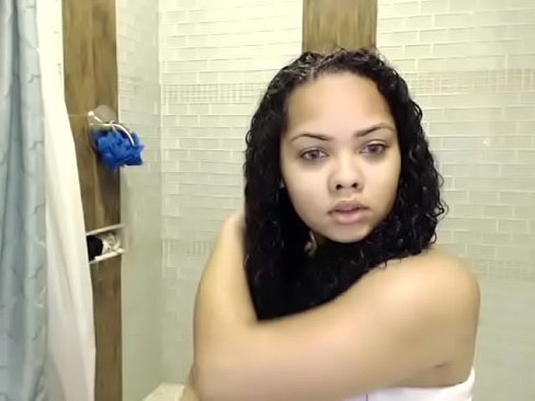 Latina woman taking shower live show