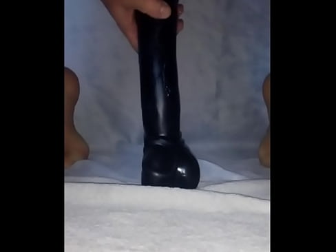 Training my ass-pussy to take a monster dildo