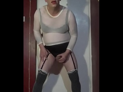 crossdressing sissy mark wright plays with his cock while asking for a real one