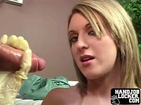 Blonde slut gives handjob
