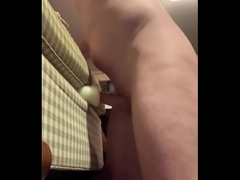 Guys fucks chair using sex toy