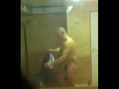 Russian men naked in changing room after shower spy cam