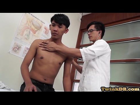 Asslicked Asian twink enjoys assplay at doctors office