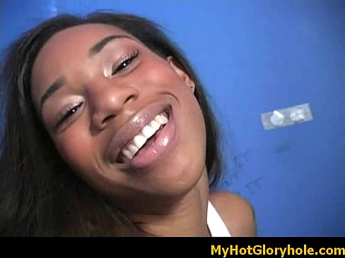 Black girl sucking their first white cock in Gloryhole 25