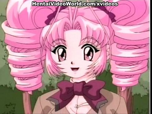 Pink-haired hentai teen masturbating