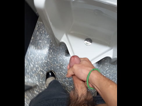 Cumshot public stroke at the men's bathroom