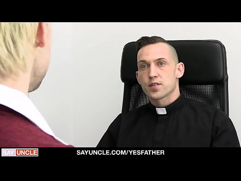 Big cock priest pounds teen sinner bareback in his office