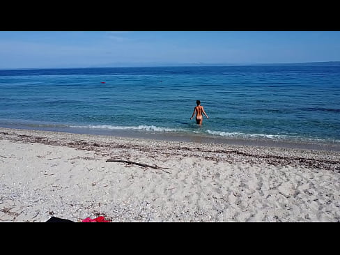 Drone exibitionism on Nudist beach