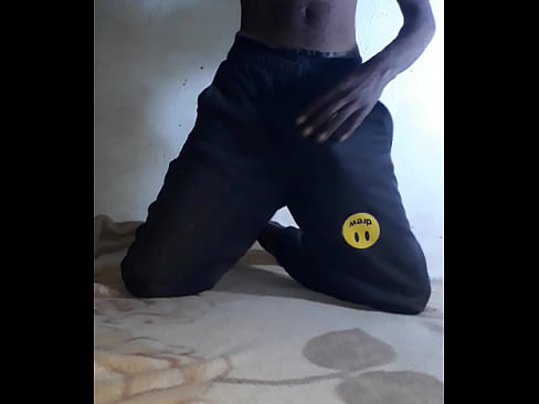 Horny african boy showing his black cock infront of the camera