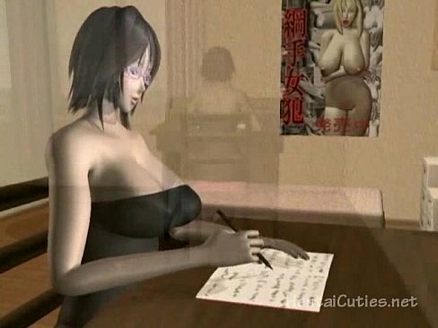 Anime cutie in black stockings mouthfucked