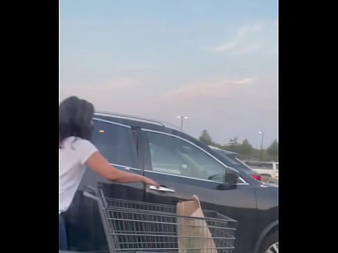 Watching milf while jerking in a parking lot