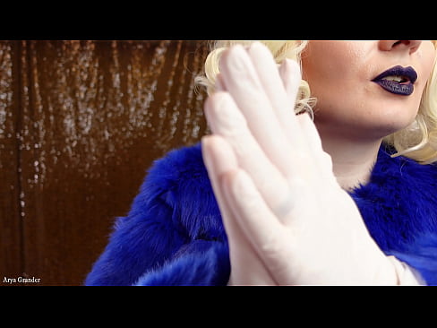 FREE: Medical nitrile white nurse gloves and fur with dark lipstick - Blonde ASMR (Arya Grander)