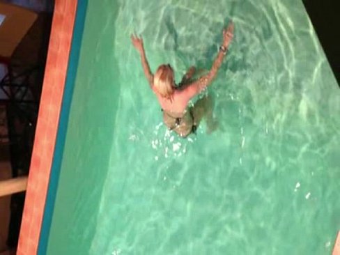 Naughty swimming pool session ends in being secretly filmed