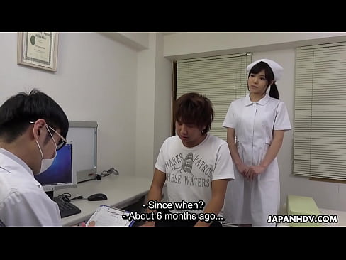 Japanese nurse Shino Aoi blows a patient's dick in the doctor's office uncensored.