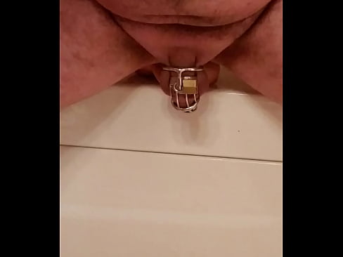 Man in Chastity fucks dildo hard