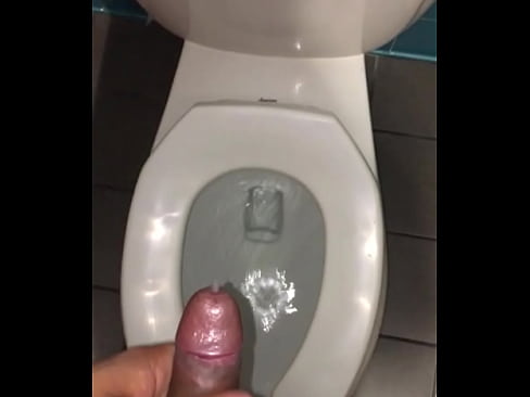 Cumming in public bathroom