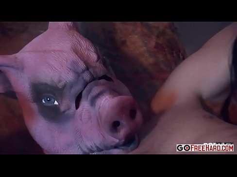 Mr. Pig gets to cum all over her ass