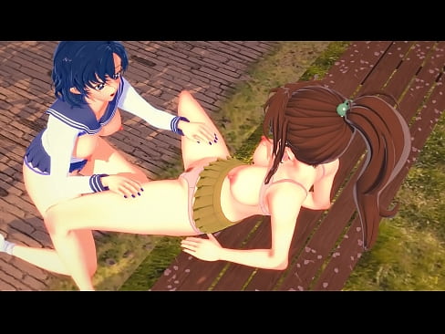 Makoto Kino and Ami Mizuno - Sailor Moon Lesbian Video - Pussy licking with orgasm - 3D Hentai