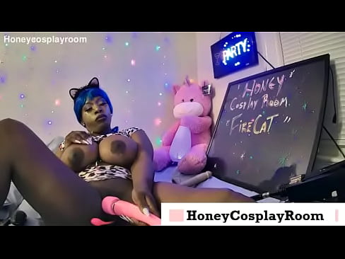 HONEY COSPLAY ROOM -- FIRE CAT -- Big Titty Fat Pussy Cum PT.1