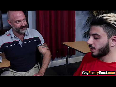 Hairy stepfather teaches stepson gay sex