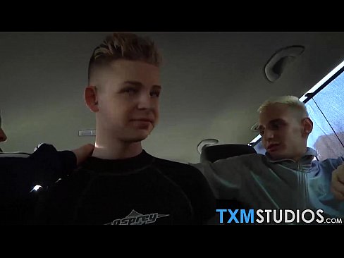 Young gay trio sucking and fucking on the road